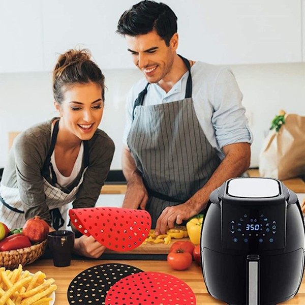 2 stk. Genanvendelige Air Fryer Silikone Liner Non-Stick Nem Rengøring Air Fryer Liners Air Fryer Air Fryer Bageplade Rund 9 Tommer