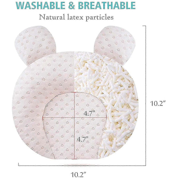 Muitar Mjuka Babysuddar för Barnkammare Unisex Nyfödd Huvudformning Spädbarnsstöd Sovkuddar med Björnöron