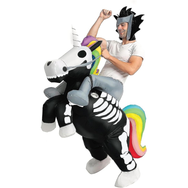 Carnival Halloween Uppblåsbar Skeleton Unicorn Kostym, Enhörningsdräkt för vuxna barn