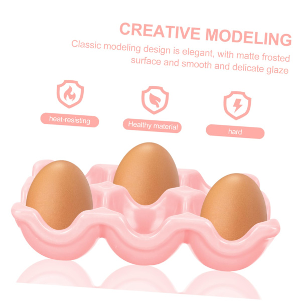 6 kopper rosa keramisk eggbrett - Kjøleskap benkeplate oppbevaringsarrangør høy styrke, høy glasur flathet.