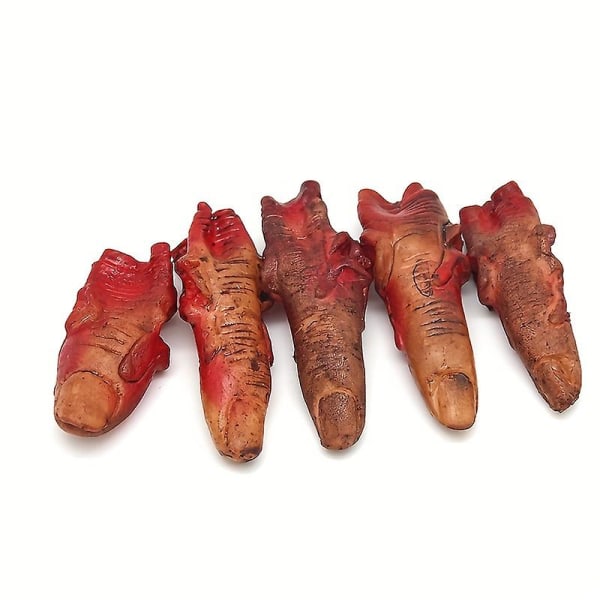 5 st Halloween Bloody Dekorationer Rekvisita Bloody Fake Fingers Realistiska avhuggna fingrar