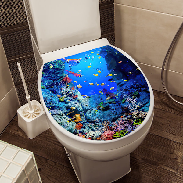 Ocean Series Undersea Wall Decals Trooppinen kala WC-istuimen kannen tarrat kylpyhuoneen istuimelle Vedenpitävät kuori ja liimaa tarrat