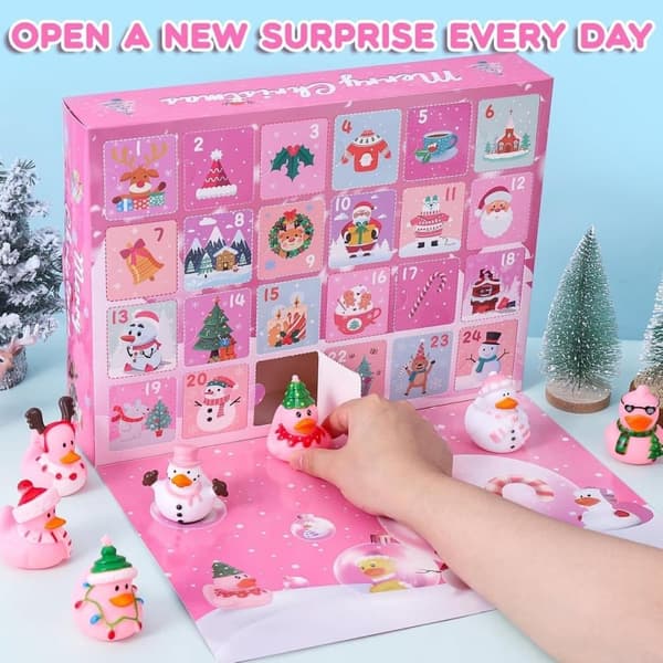 Adventskalender 2025 - 24 ender - Søt and som badeleke for barn fra 3 til 9 år
