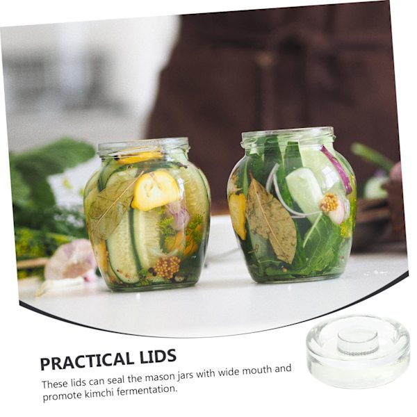 Sylteglasslokk 3 stk Mason Jar Steinpressingbøtte Sett Fermenteringsvekter Starter Hermetiseringsutstyr Lokk Vannbad