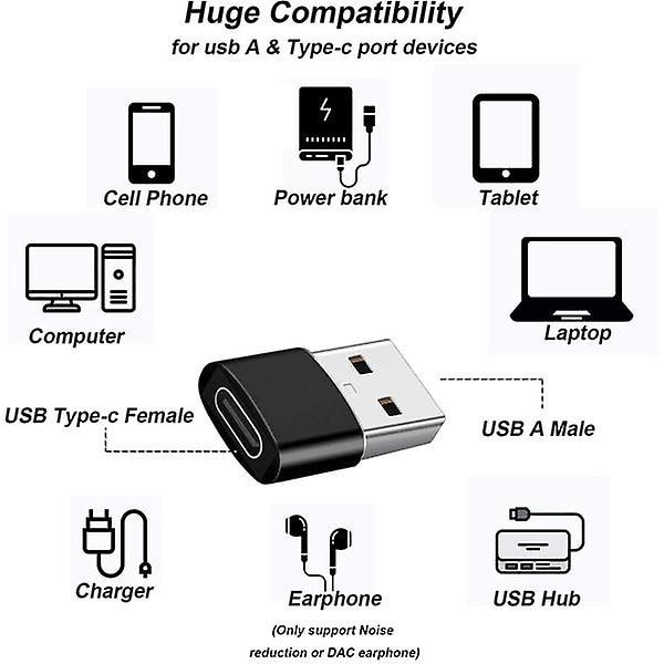 USB-adapter - USB typ A (hane) till USB-C (hona) - USB 3.1 Svart