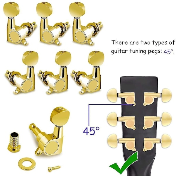 Gitar Stemmeskruer 3r+3l Stemmehoder 1:14 Ratio Gitar Låsende Stemmeskruer