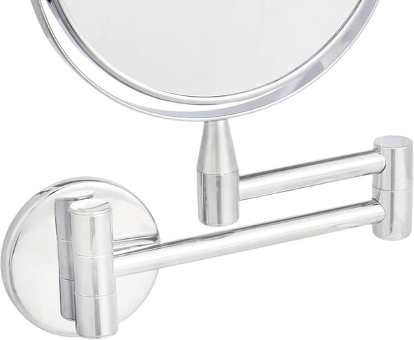 Väggmonterad sminkspegel - Rund - 1x/5x förstoring - 20 cm - Krom