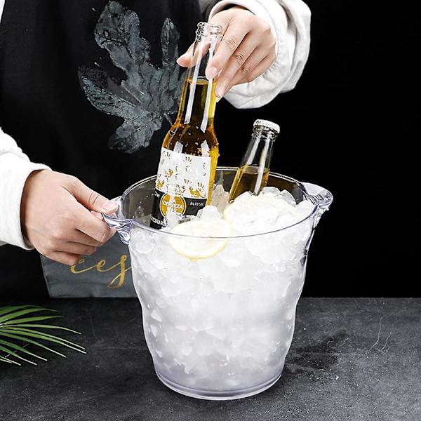 Klar Drikkestub med Håndtag, Tyk Vin Kølebeholder til Bar, Hjem, Fester, 4 Liter, til 2 Vin- eller Champagneflasker