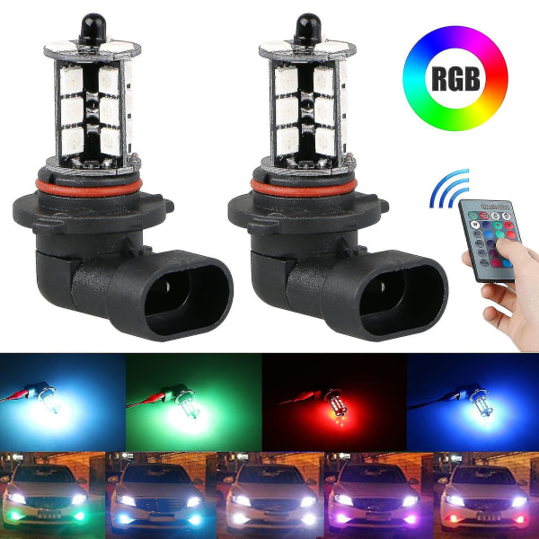 2pcs 9006 Led 5050 Rgb Car Headlight Fog Light Lamp Bulb With Remote Control