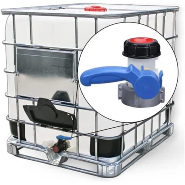 IBC Tank Ventiladapter DN40 62 mm Polyethylen Flowkontrolhane til Regnvandstanke Reservoirer Hvid Blå