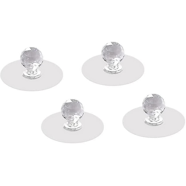 Självhäftande knopp i akryl, rund dörrknopp för skåp och lådor (transparent, 4 st)