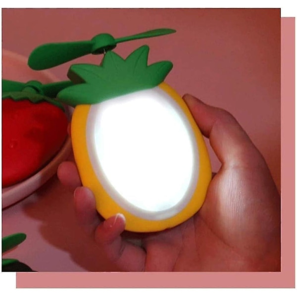 Led nattlampa Handhållen elektrisk fläkt med USB-laddning Cartoon Creative Fruit Shape1 Pack