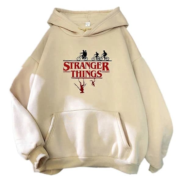 Stranger Things Hettegenser Oversized Genser Med Snorhette Og Kengurulomme For Uformelt Gatebruk Khaki 2XL Khaki 2XL