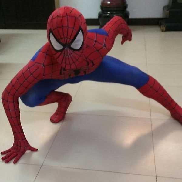 Spider-man kostym Barn Vuxna Spiderman Jumpsuit Cosplay Fancy Dress Up för Halloween Julfest H 150-160cm