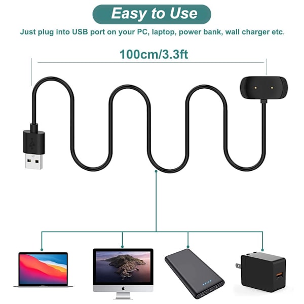 Laddningskabel för laddningskabel med 3,3ft USB-sladd för Smart Watch-tillbehör 3,3ft Smartwatch-tillbehör