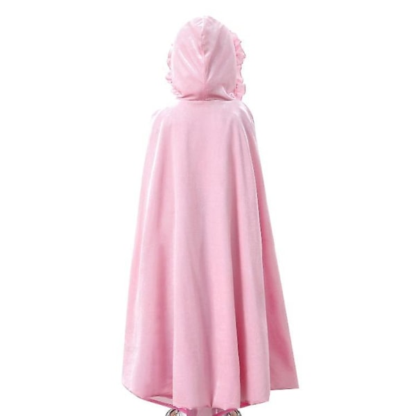 Princess Soft Velvet Hooded Long Cape Cloak Kostym L pink