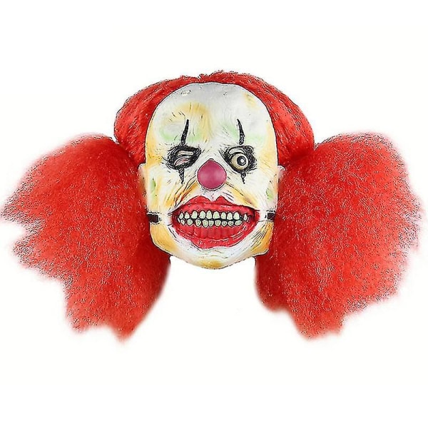 Halloween jul läskig ondska Skrämmande ansiktsframställning Clown Cosplay Mask med rött afro hår Halloween fest kostym Fancy Dress Up rekvisita