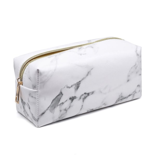 Marble Pencil Case, White Pu Pencil Case Stationery Bag, Cosmetic Brush Storage Bag