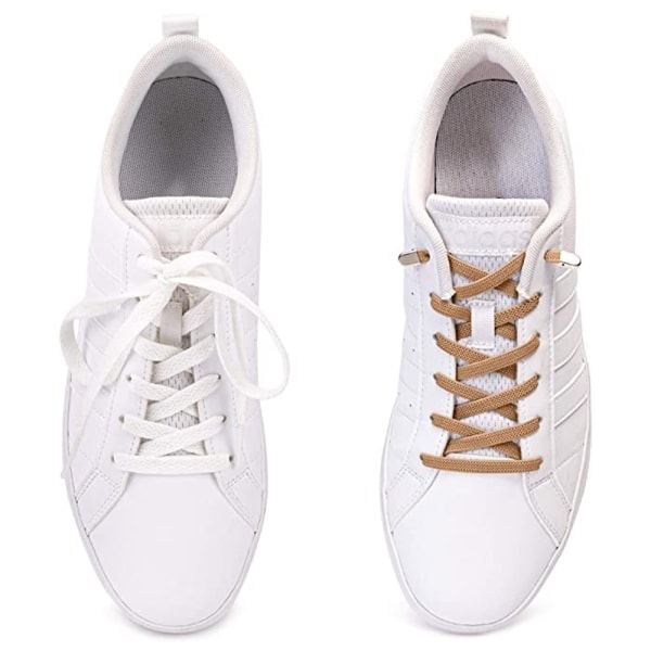 Elastiske snørebånd uden binding - Elastiske, med metallås (Khaki)