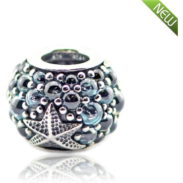 Galaxy DIY Perler Fit Havstjerne Charm med Zirkonia 100% 925 Sterling Sølv (1, Mørkeblå)