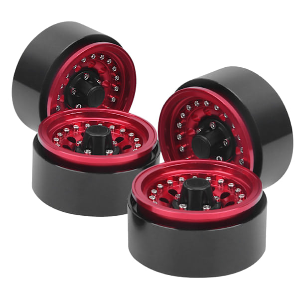 4kpl Alumiiniseos Vanteen NAPA RC Auto Tarvikkeet Sopii 1/10 RC Crawler 1.9 Tuumaa Punainen