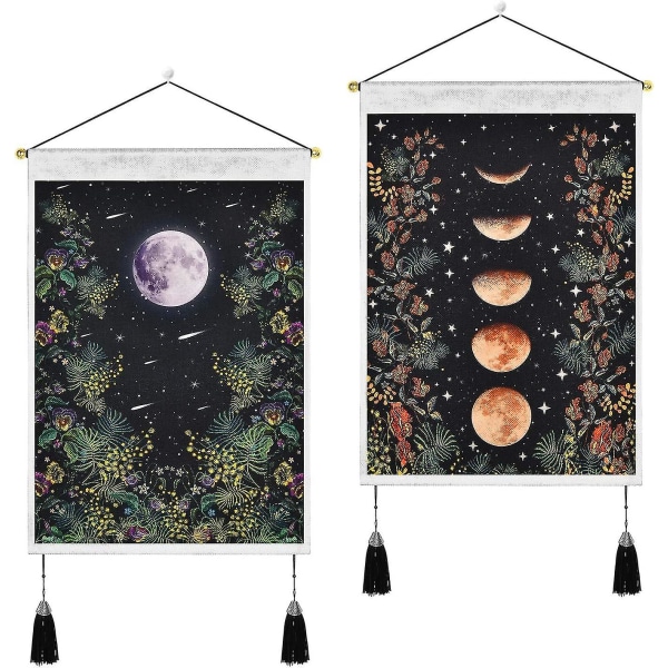 Moonlight Garden -seinävaate, kukkaviiniköynnöskasviseinävaate makuuhuoneeseen, olohuoneeseen, 35 x 50 cm, 2 kappaleen pakkaus
