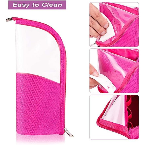 Pcs Makeup Brush Bag Travel Portable Kosmetisk Holder Pen Etui Opbevaringsarrangør (sort * Rose Red)