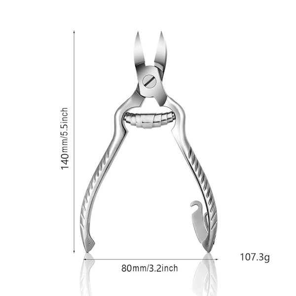 Kraftige fotpleie neglesaks for tykke og inngrodde negler, tåneglsaks i rustfritt stål - sølv