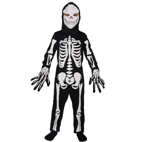 3st Pojke Skrämmande läskig skelettdräkt Bone Jumpsuit, Halloween Fancy Dress Up för barn 130cm