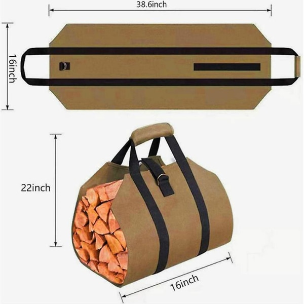 Outdoor Waterproof Firewood Storage Bag, Portable Logging Bag, Khaki