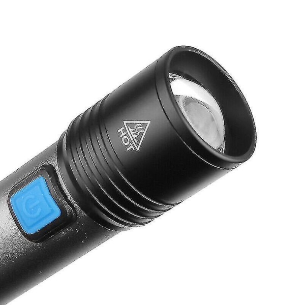 T6 LED-ficklampa USB-uppladdningsbar zoomficklampa inbyggt batteri 4 lägen