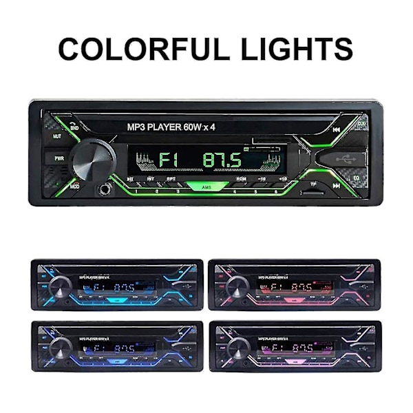 Bilstereo med Bluetooth, Single Din Radio Fm Media Player Usb/tf/sd/aux Audio Receiver, Hands Fre