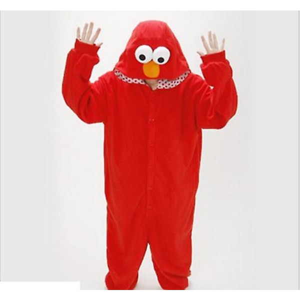 Vuxen Sesame Street Cookie Röd Kostym Pyjamas Outfit a Red S