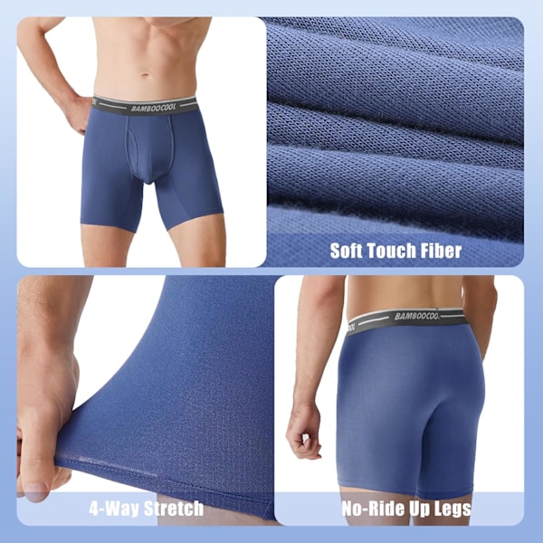 Bløde og åndbare boxershorts til mænd (4 eller 7-pak) sort Blå Grå Blå2 black Blue Gray Blue2 L