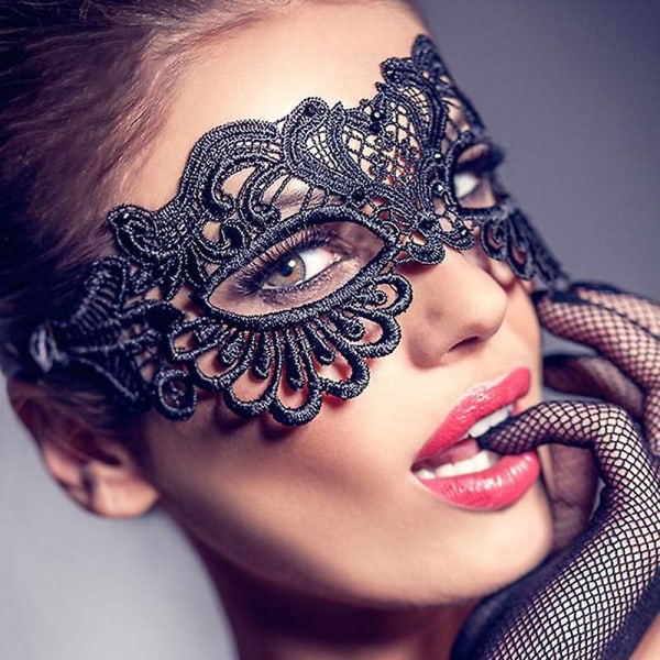 Sexig svart spets ögonmask för maskeradbollsfest Kostym Halloween
