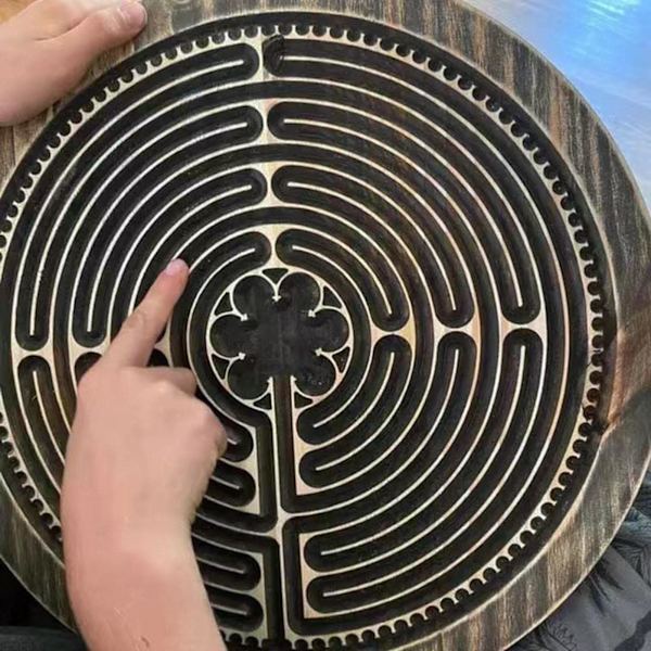 Meditaatio Sormen Labyrintti Meditaatio - Pyöreä Design Käsintehty Puinen Sormen Labyrintti Kestävä ja Kannettava