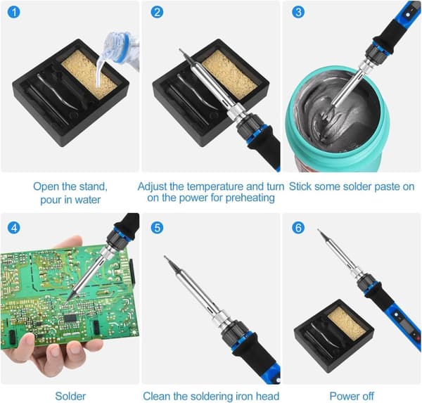 80W Precision Soldering Iron with Adjustable Temperature - Electronic Soldering Iron Kit with Stand, Solder Wire and Tips