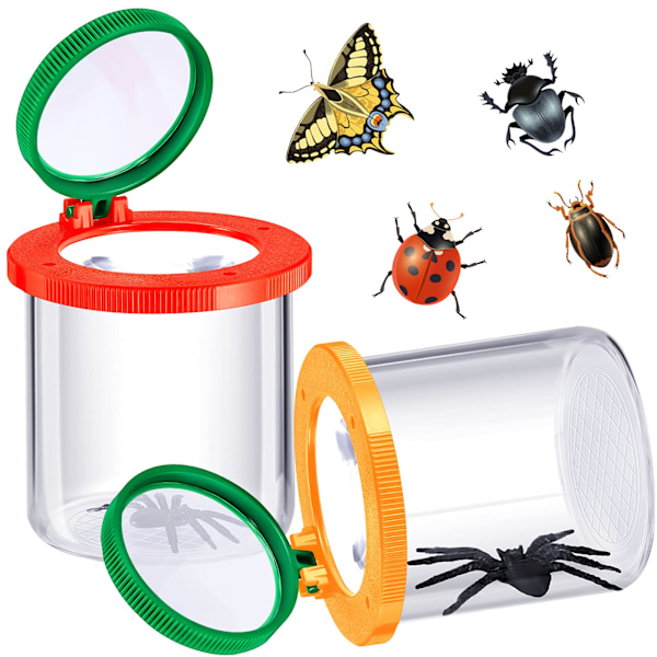 2-pack insektsburk med förstoringsglas - insektsbehållare med förstoringsglas - insektsburk för barn - vetenskap