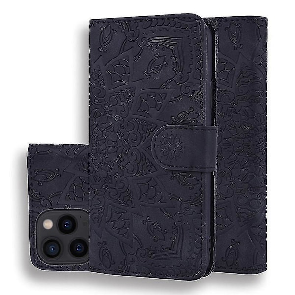 Lommebokdeksel for iPhone 14/13 6,1 tommer Premium PU skinn Flip Cover Mandala