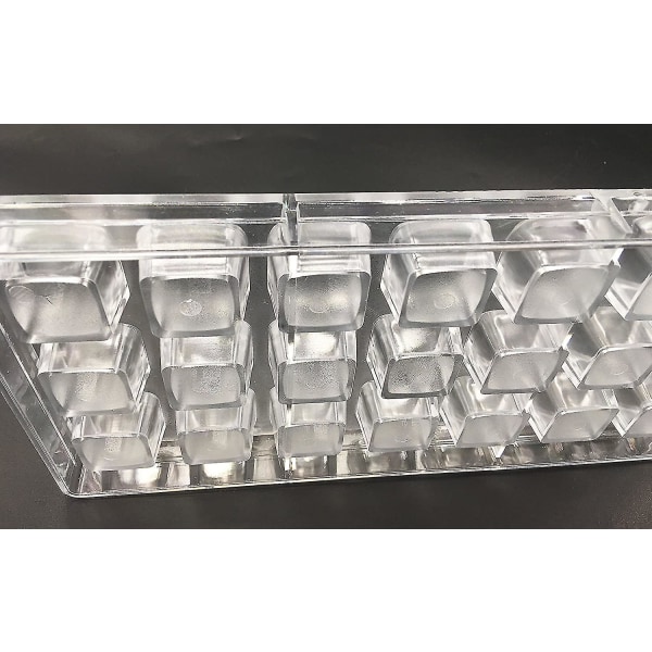 Godteriproduksjonsform, diamantklar polykarbonat sjokoladeform gelégodteriproduksjonsform 21-delt brett (firkant godteriform)