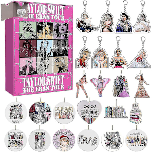 Taylor The Swift Julekalender med 24 Julegaver - Akrylpynt og Armbånd - Juleklassikere - ZZY