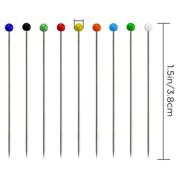 1000 stk sy nåler glasskule flerfarget hode nåler rette quilting nåler med perlehoder for kjolemaker smykkedekorasjon