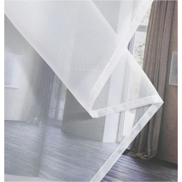 Hvite, transparente gardiner - sett med 2 korte gardiner 140 x 160 cm