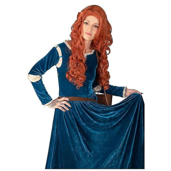 Modig Merida Princess Cosplay Kostymklänning Långa outfits Halloween Carnival Outfit Renaissance Medieval Klänning Med Quiver adult