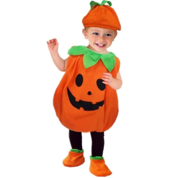 Halloween Pumpa Kostym för barn, Cosplay Fancy Dress Up, Jul Födelsedagsfest Kostym för pojkar och flickor H 3-4 Years