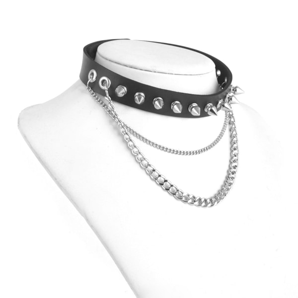 Mote Kvinner Menn Kule Punk Goth Metall Spike Studded Link Lær Krage Halskjede for dine venner og familie