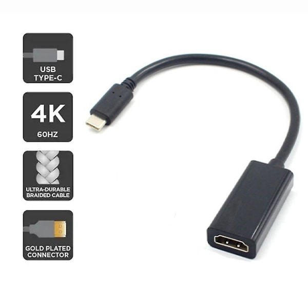 Typ C till Hdmi-adapterkonverteringskabel 4k Hd Usb C till Hdmi-konverteringskabelersättning