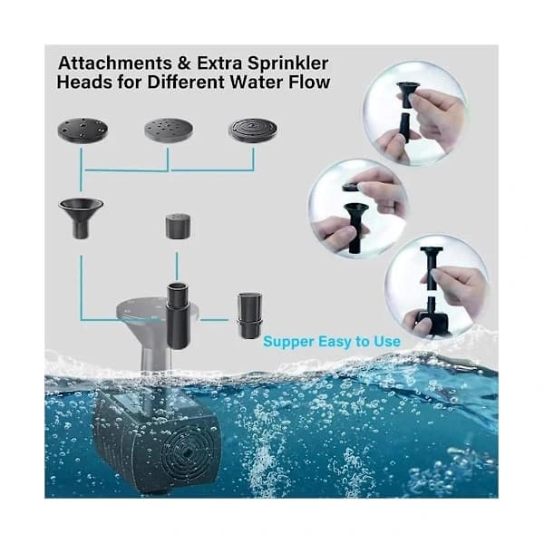 Solar springvandspumpesæt med 5V 1.5W panel til fuglebad, fiskedam, have, baggårdspool, sort