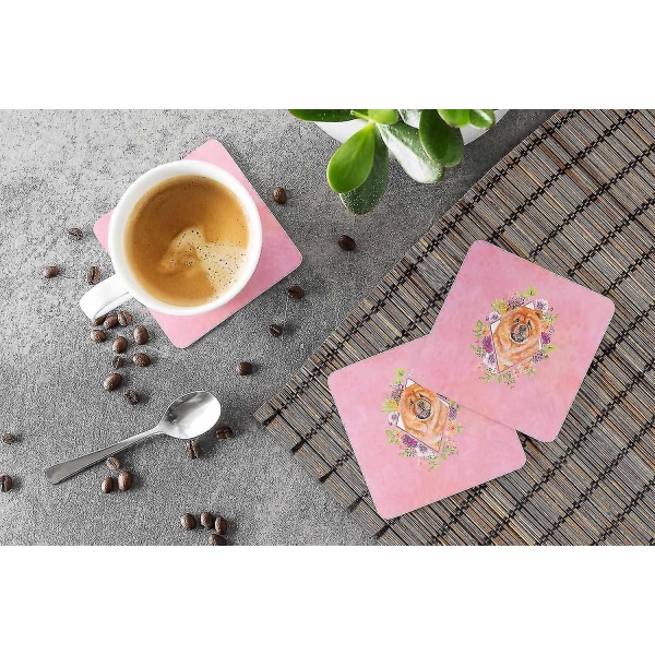 Carolines Treasures  Ck4131fc Chow Chow #1 Pink Flowers Foam Coaster Set Of 4