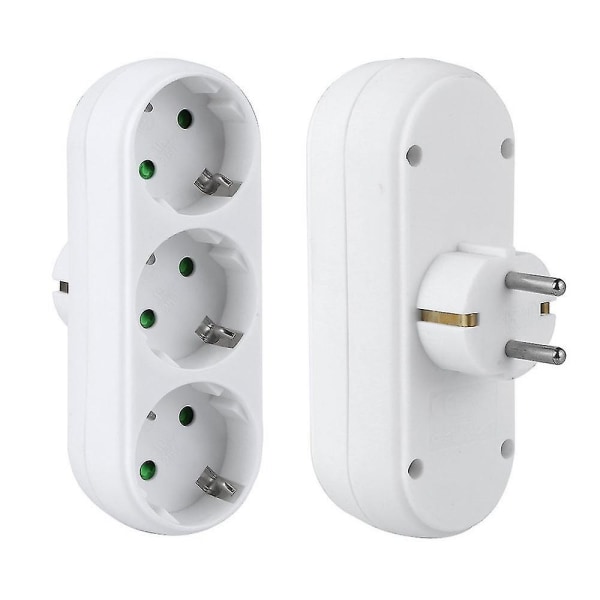 EU-stik, tysk standard, 2-huls, 1 til 3-vejs konverteringsstik, strømadapter, stik 16A, rejsestik, AC 250V